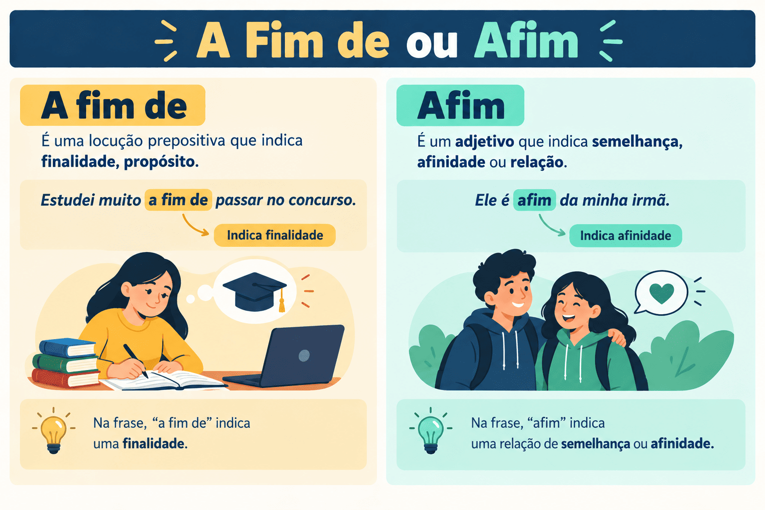 A Fim de ou Afim: Quando Usar Junto ou Separado (Regras e Exemplos)