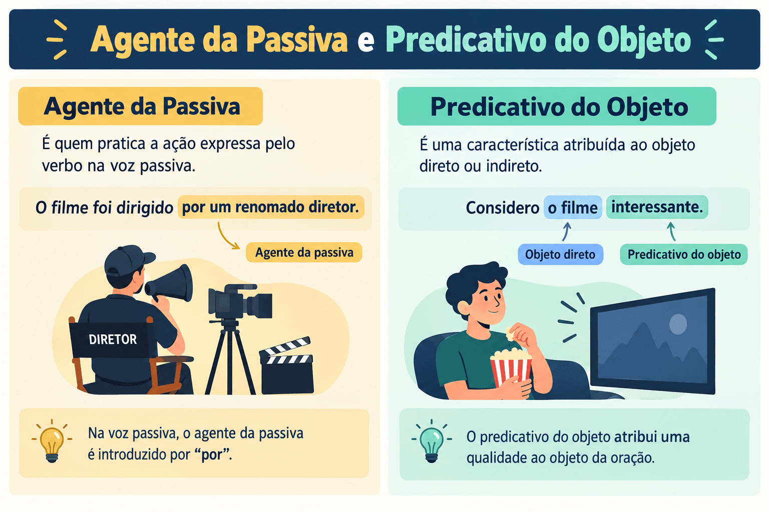 Agente da Passiva e Predicativo do Objeto: Conceitos, Diferenças e Análise Sintática