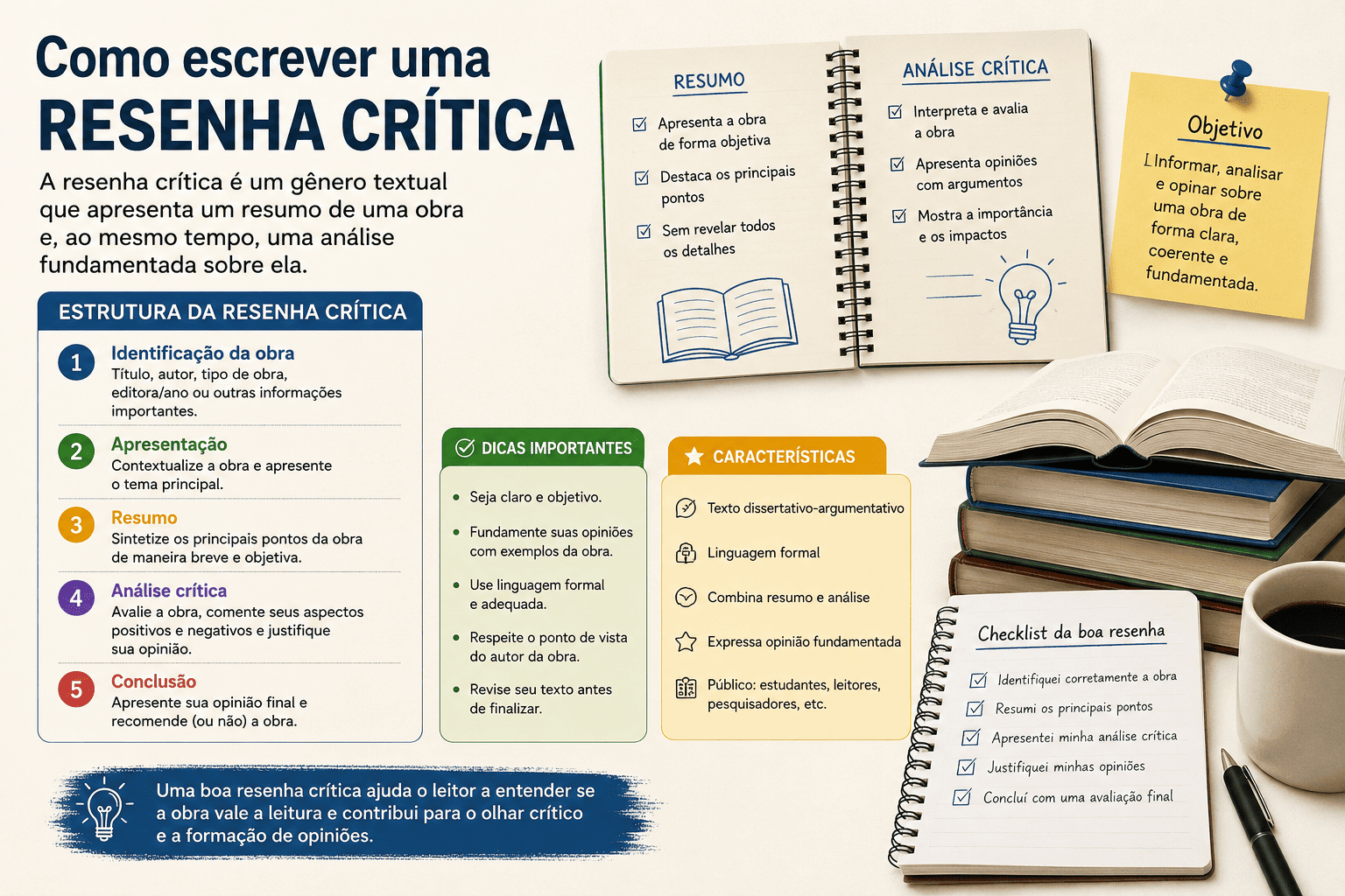 Como Escrever uma Resenha Crítica: guia completo com estrutura, exemplos e dicas