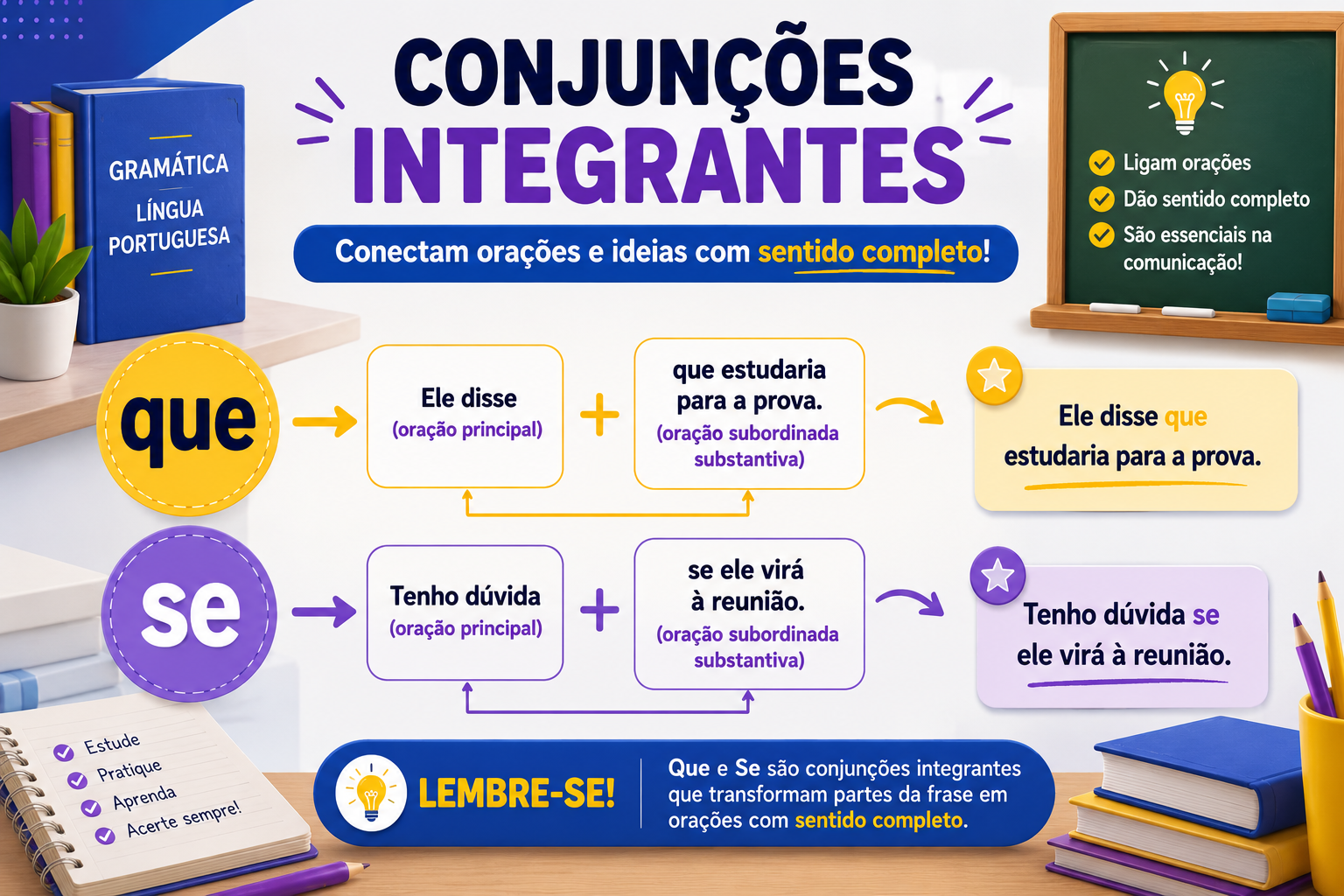 Conjunções integrantes na gramática