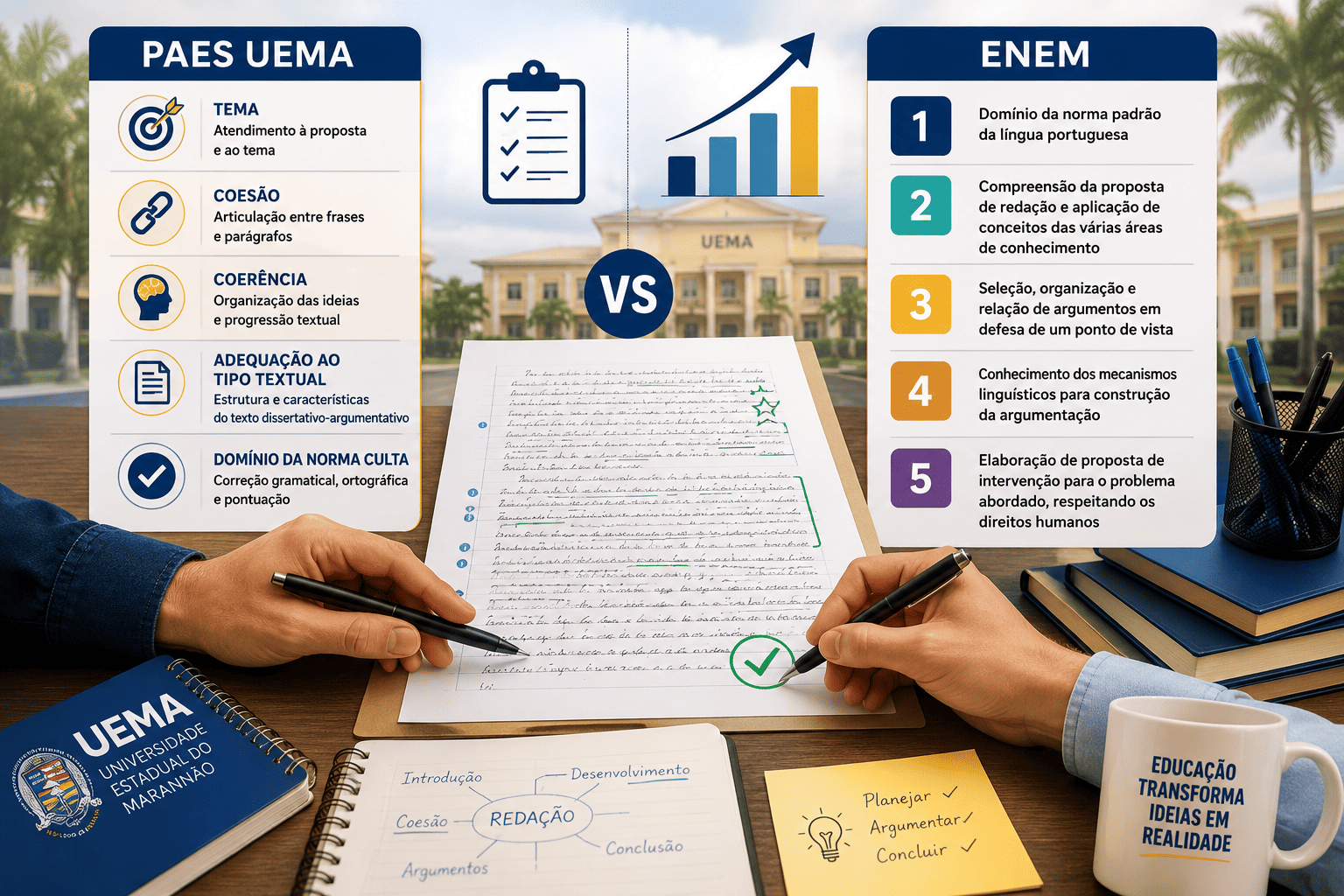 Critérios de correção da redação do PAES UEMA