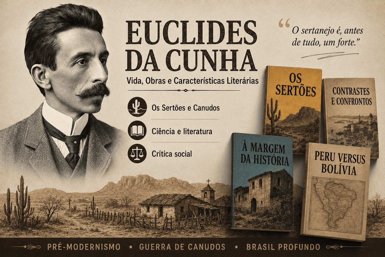 Euclides da Cunha: biografia, obras, características literárias, Os Sertões e Guerra de Canudos