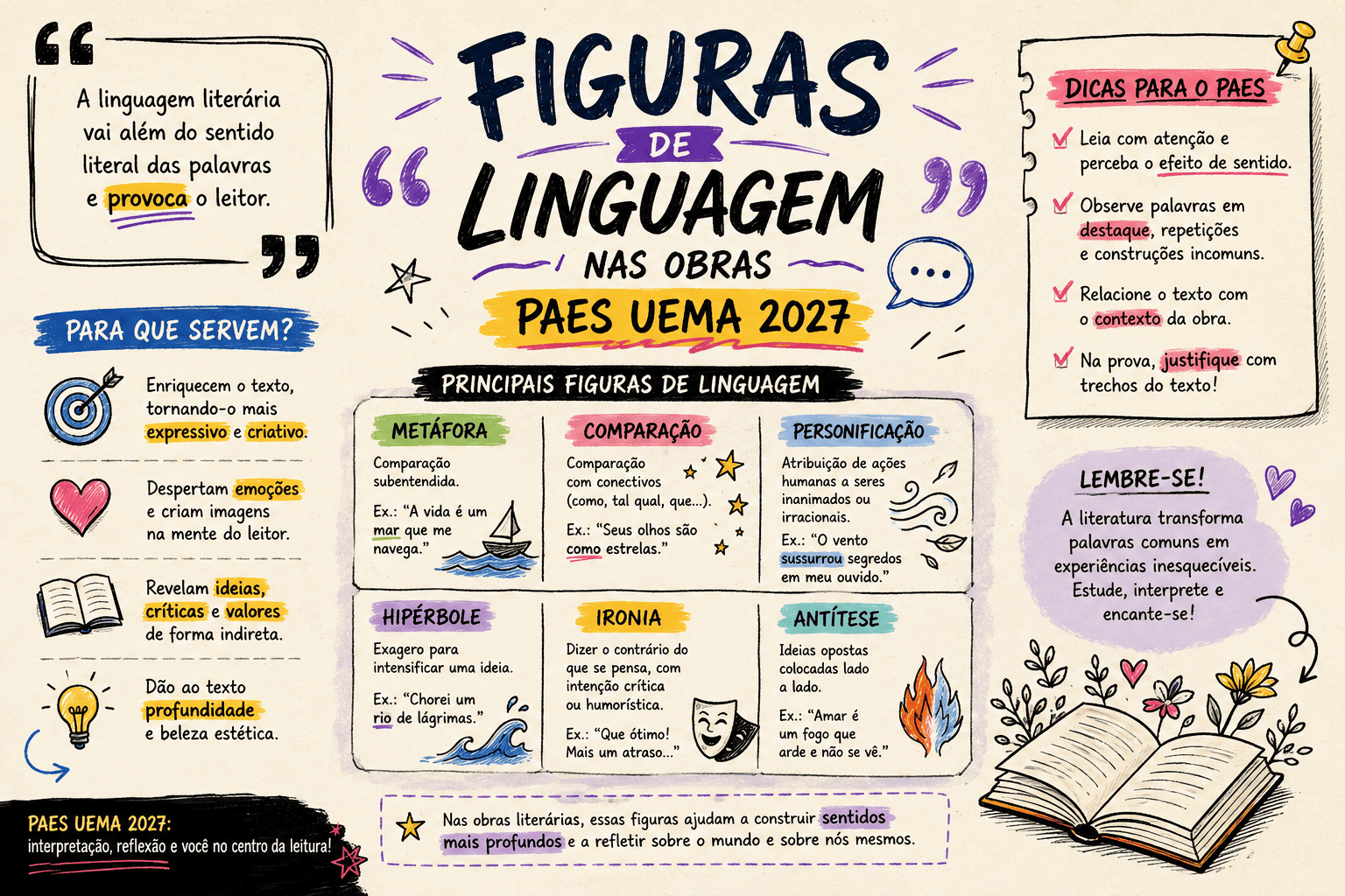 Figuras de Linguagem no PAES UEMA 2027: questões sobre metáfora, metonímia e personificação