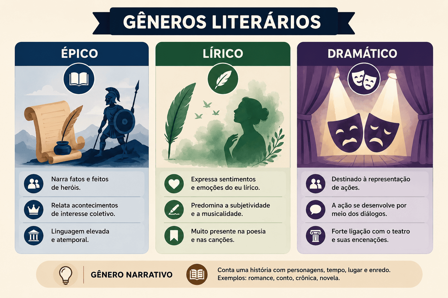Gêneros literários: épico, lírico e dramático