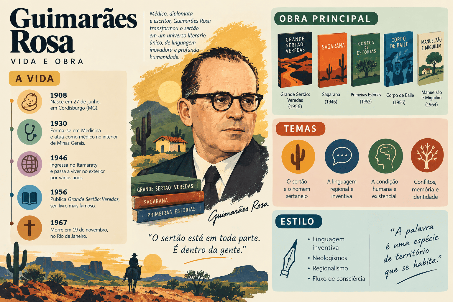 Guimarães Rosa: vida, obras e características literárias