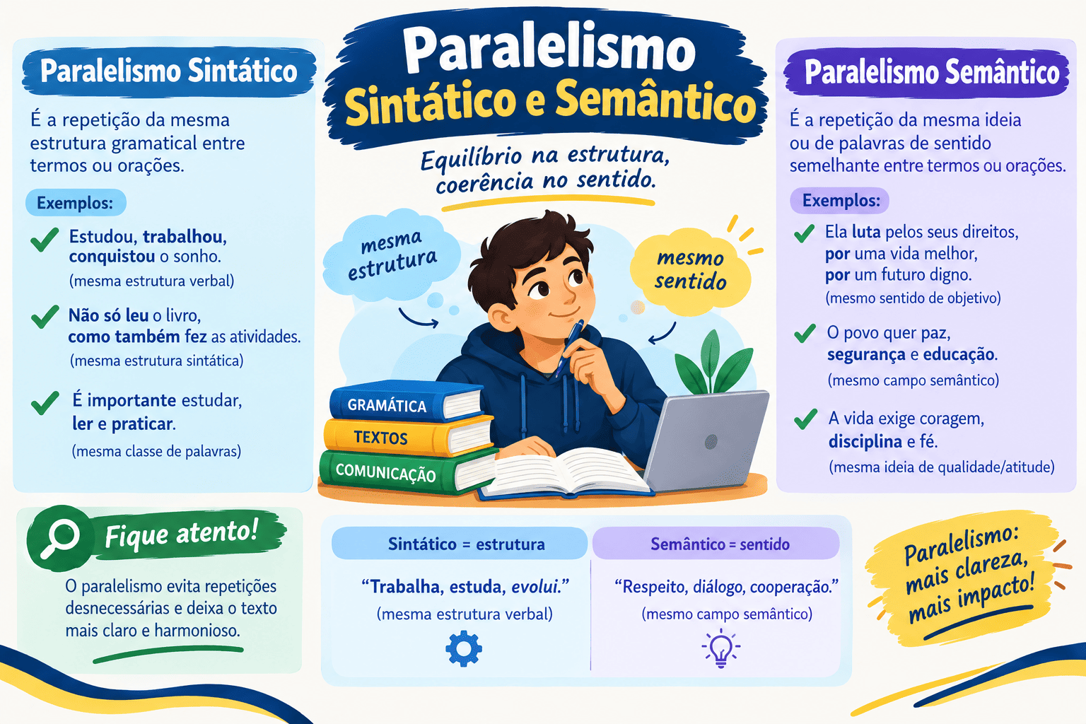 Paralelismo Sintático e Semântico: Regras, Exemplos e Aplicação na Redação