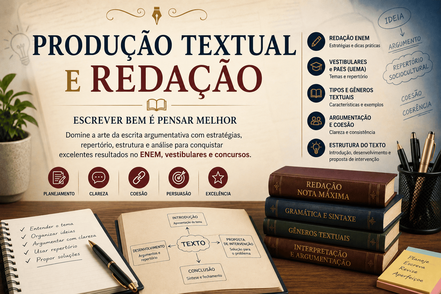 Produção textual e redação argumentativa para ENEM e vestibulares