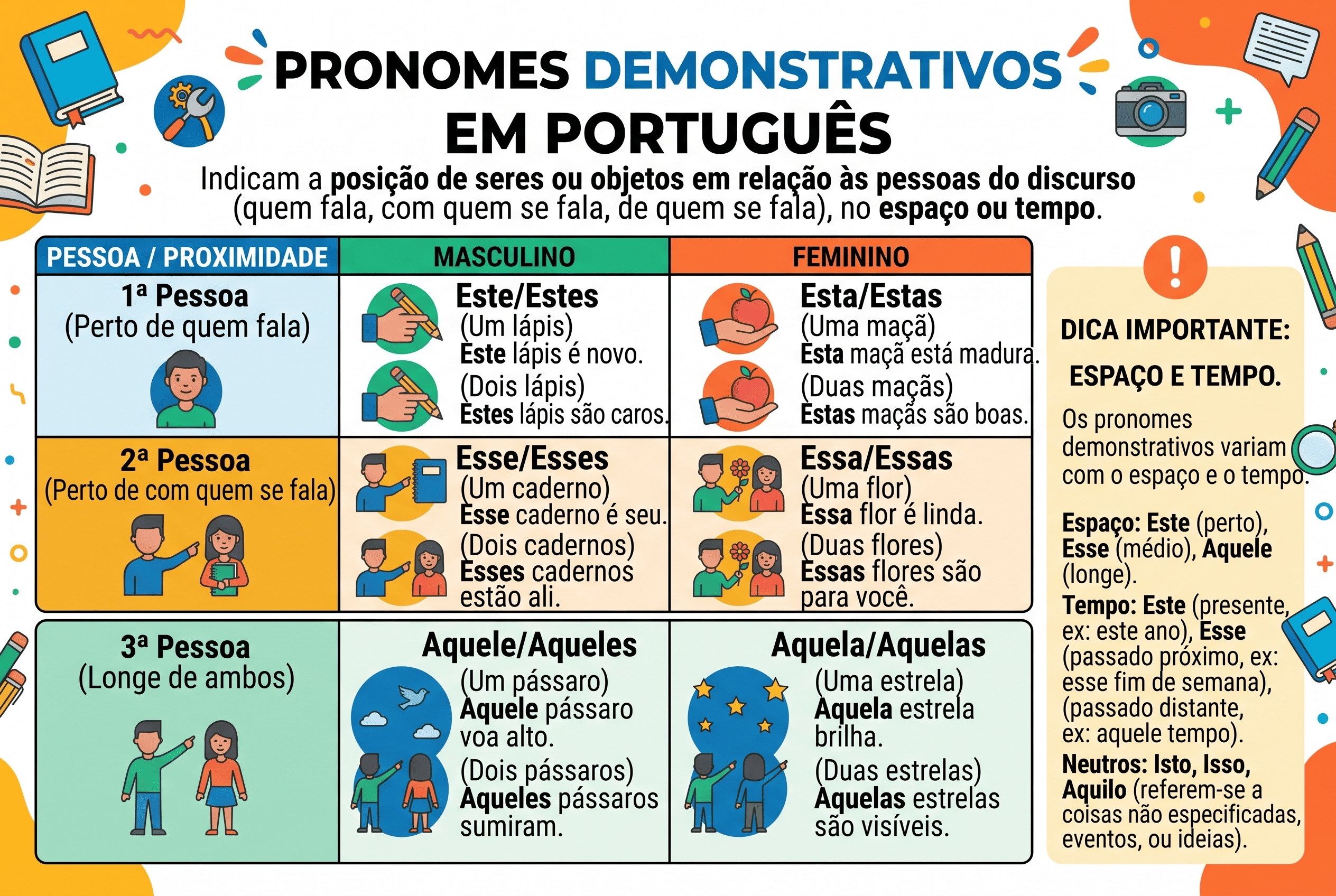 Pronomes Demonstrativos: o que são, regras, tabela e exemplos