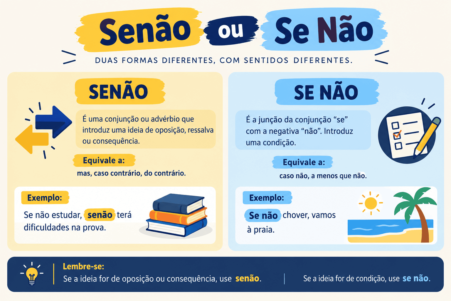 Senão ou Se Não: Quando Usar Junto ou Separado (Regras e Exemplos)