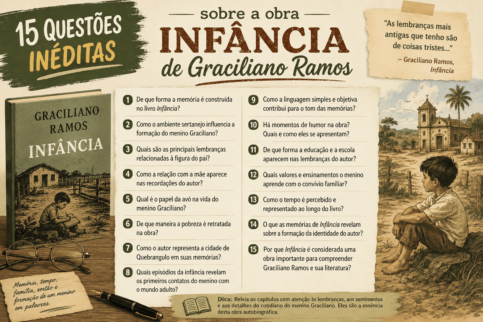 Simulado Infância de Graciliano Ramos com 15 questões para a UEMA